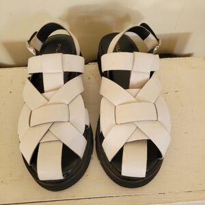 Pilcro White Strappy Woven Platform Sandals